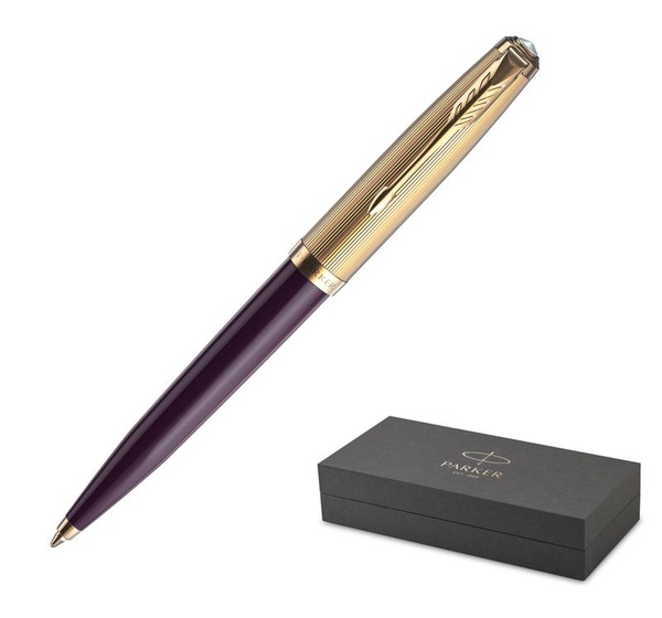 Ручка шариковая Parker 51 Delux Plum цвет чернил черный цвет корпуса золотистый (артикул производителя 2123518)